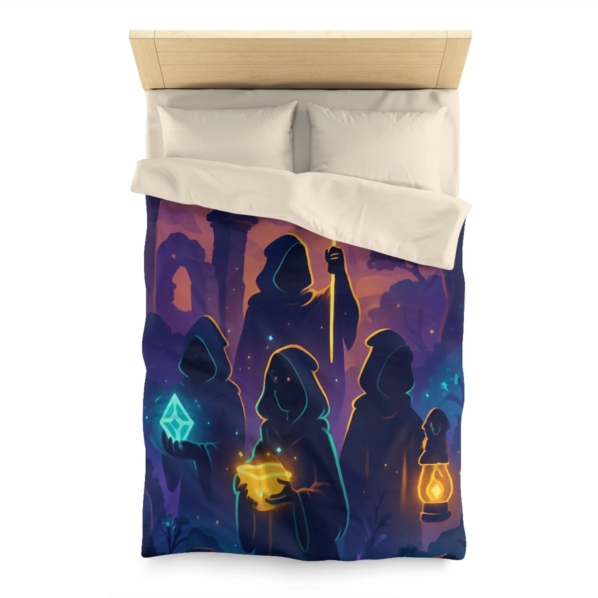 Envoûtante Housse de Couette Mystique avec Teintes Magiques et Figures Ensorcelantes