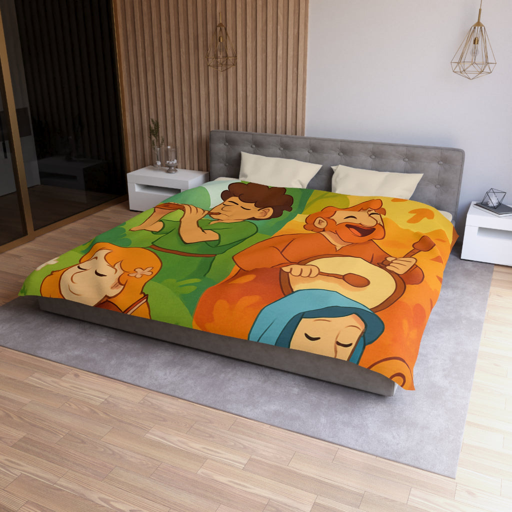 Housse de Couette Musique des Quatre Saisons Harpe Violon Tambour Flûte Enchanteur