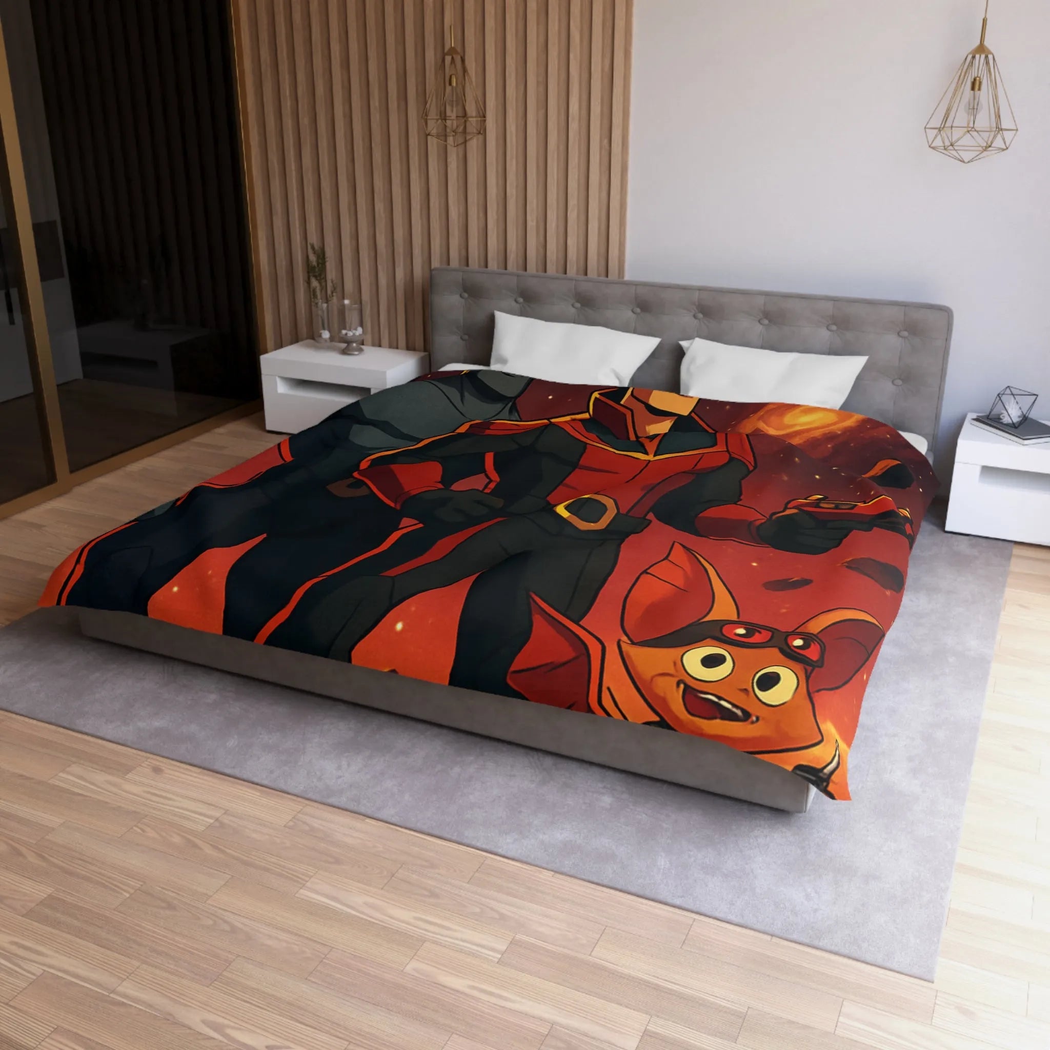 Housse de couette galactique avec héros cosmiques pour chambre d'enfant inspirante et colorée