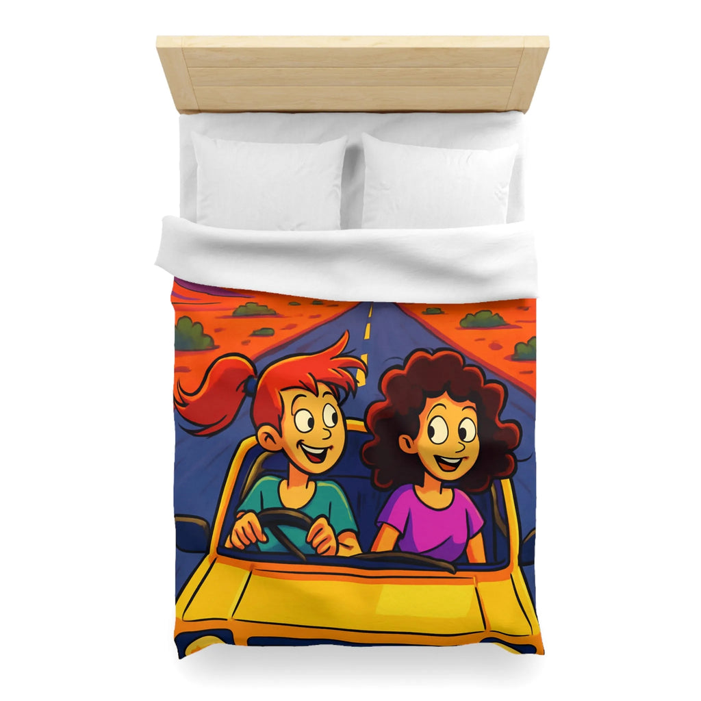 Housse de couette lumineuse pour enfants avec coucher de soleil animé en voiture joyeuse