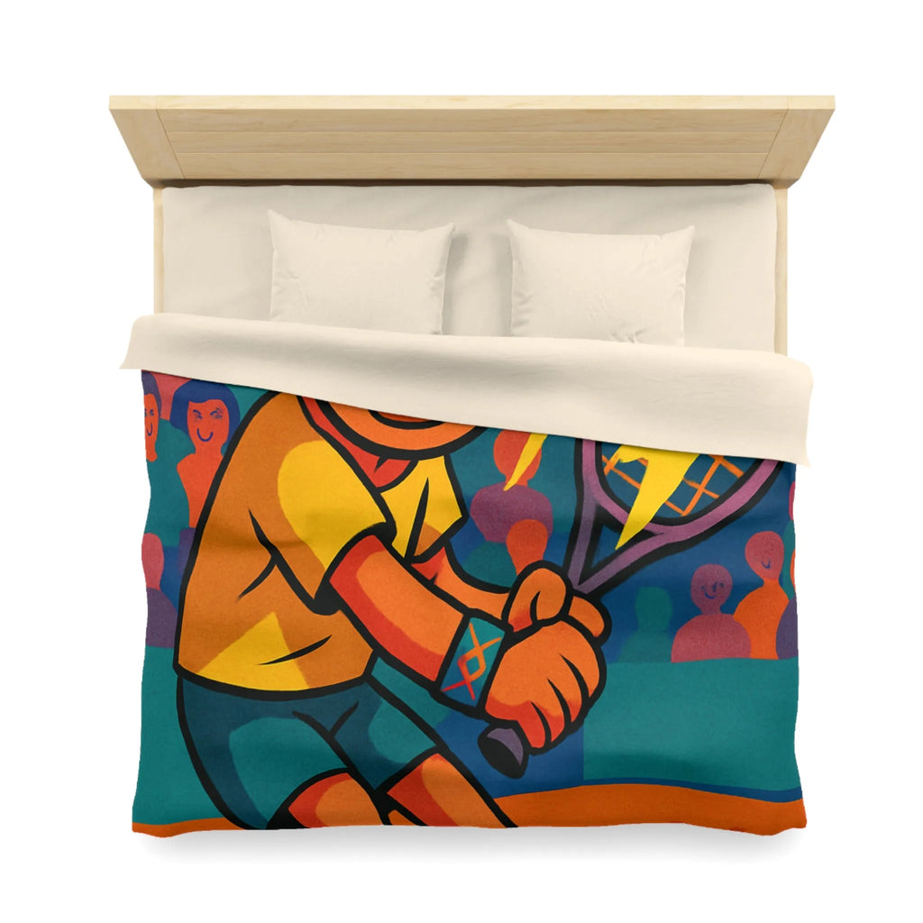 Housse de couette enfantine avec joueur de tennis énergique et balle électrisante en action