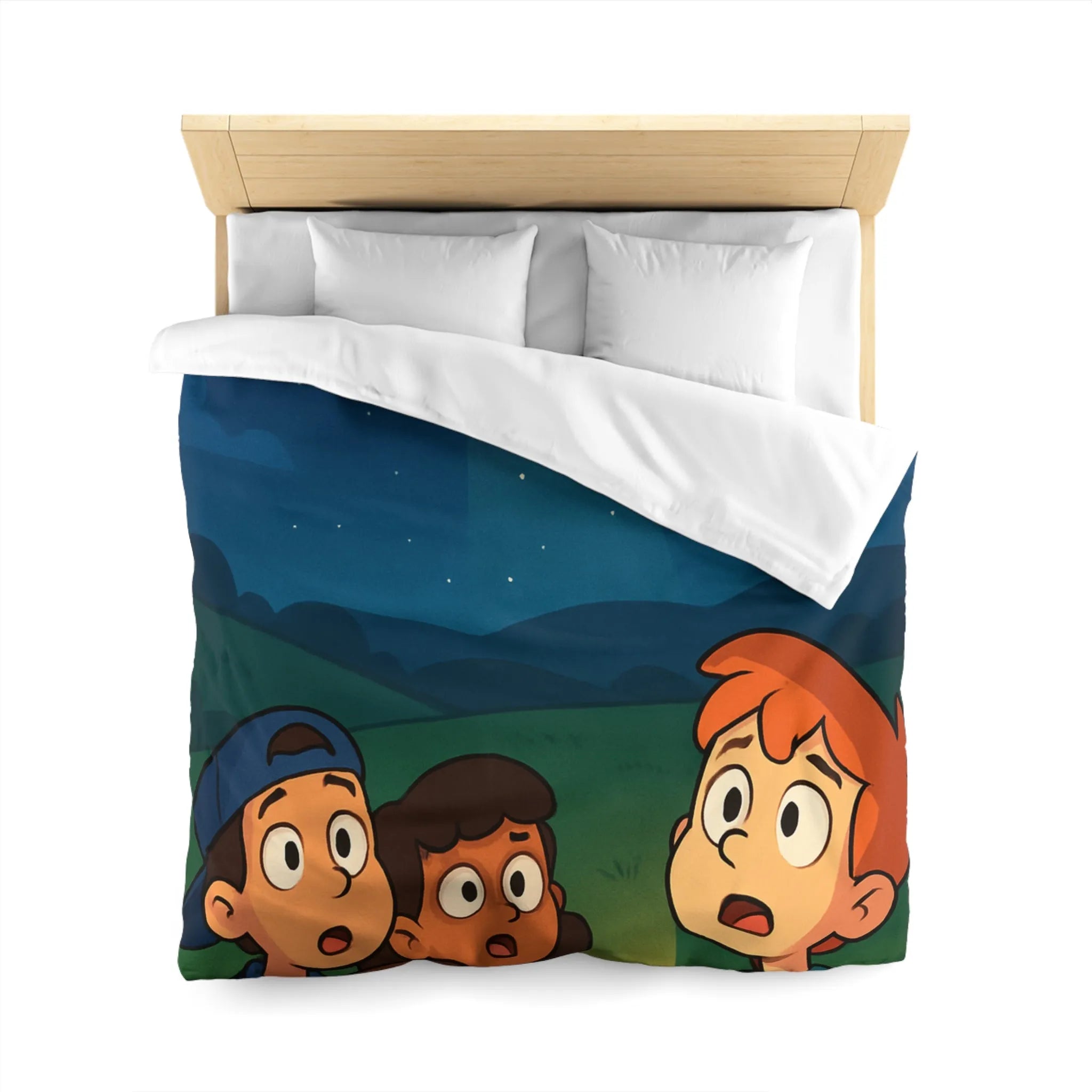 Découvre des Enfants Fascinés par un OVNI Éclairé dans le Ciel Nocturne Étoilé