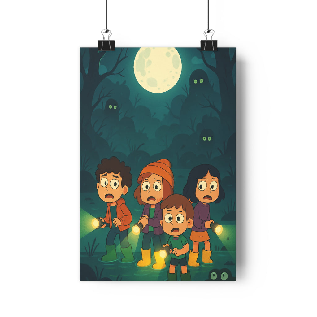 Poster décoratif cartoon vert bleu mystique aventure enfant chambre salon 30x46 ambiance captivante intrigante