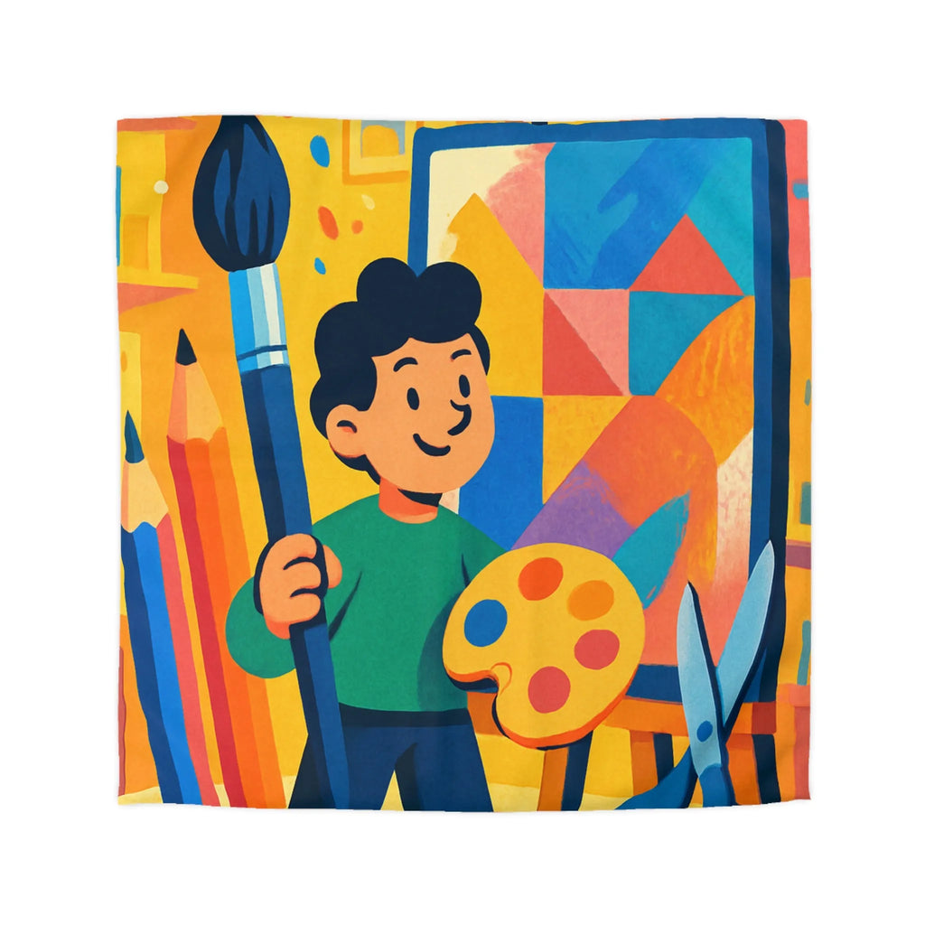 Housse de couette colorée avec motif artistique vibrante pour chambres créatives et dynamiques