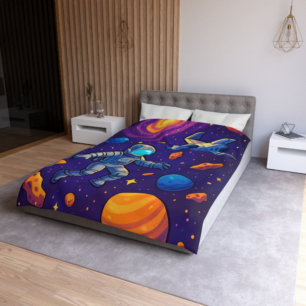 Housse de couette spatiale avec astronaute et planètes colorées pour enfants et adultes