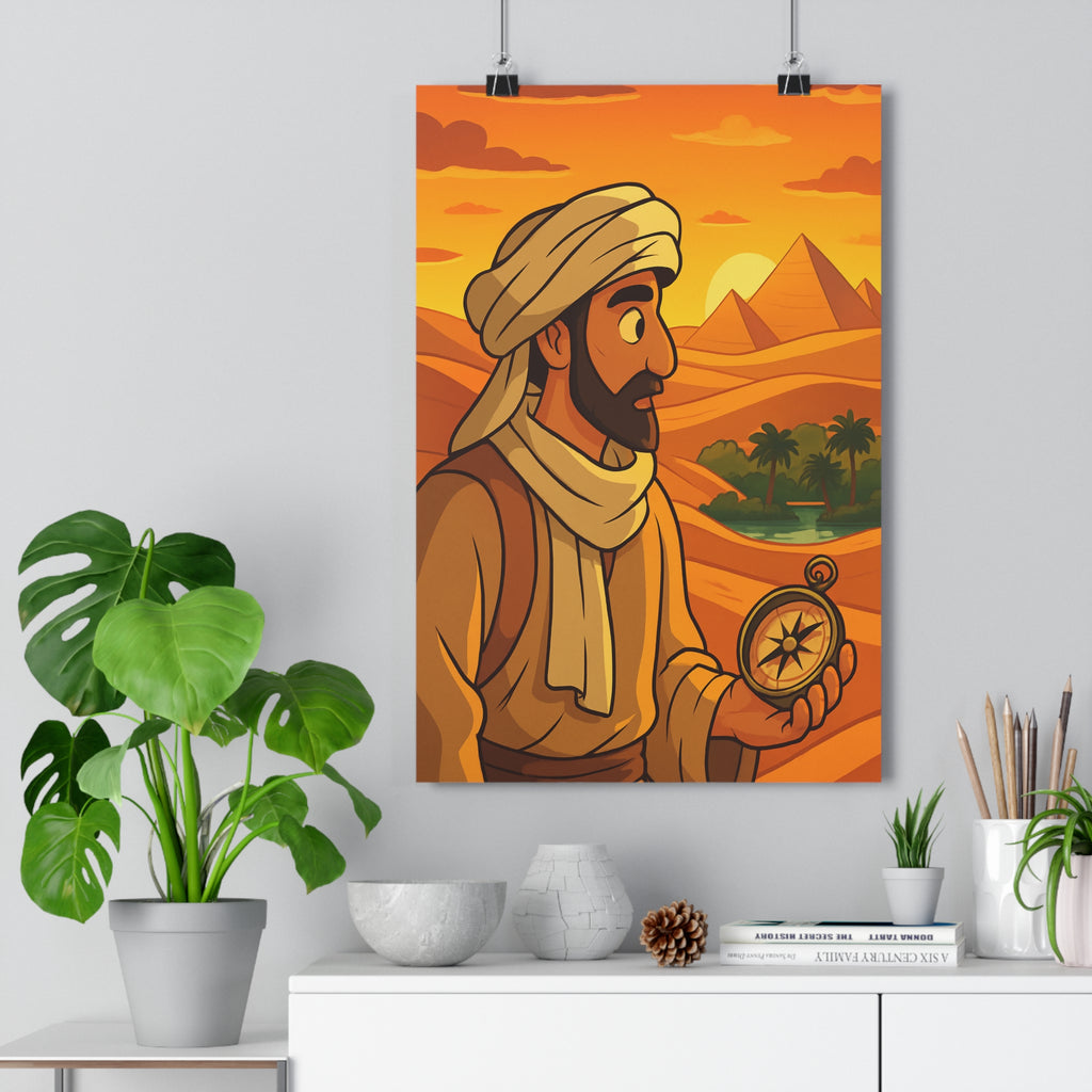 Poster décoratif aventure dessin animé couleurs chaudes dorées salon bureau ambiance mystérieuse 30x46 cm