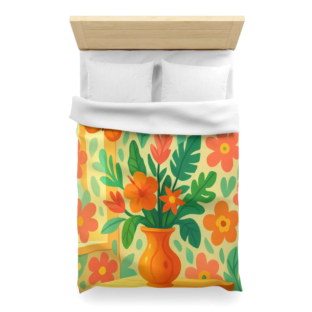 Housse de couette colorée avec fleurs tropicales et papillons pour chambre lumineuse