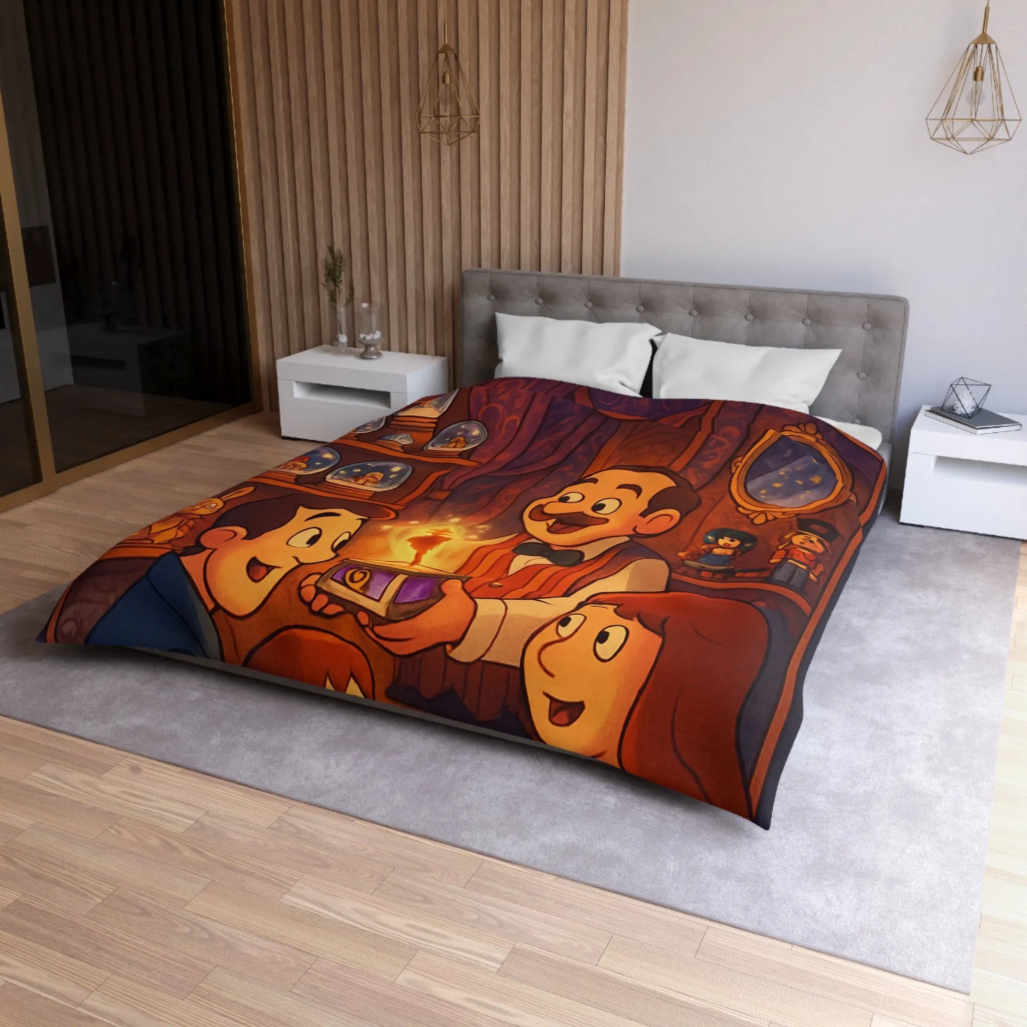 Housse de Couette Microfibre Art Graphique Contemporain Style Décoratif Chambre Tendance