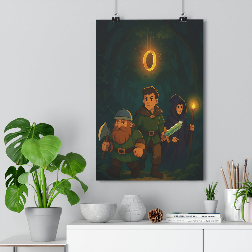 Poster décoratif animé nain mage épique aventure forêt doré sombre mystérieux chambre salon qualité