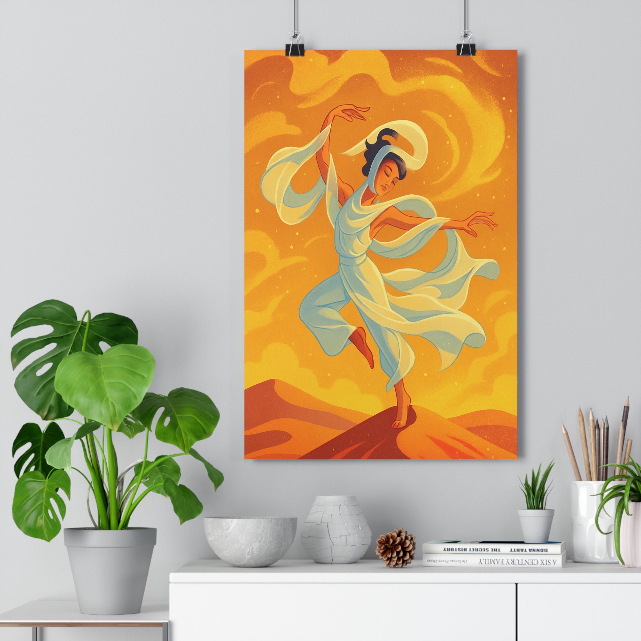 Poster décoratif artistique doré orange moderne mystique salon détente 30x46 danse dynamique élégant qualité