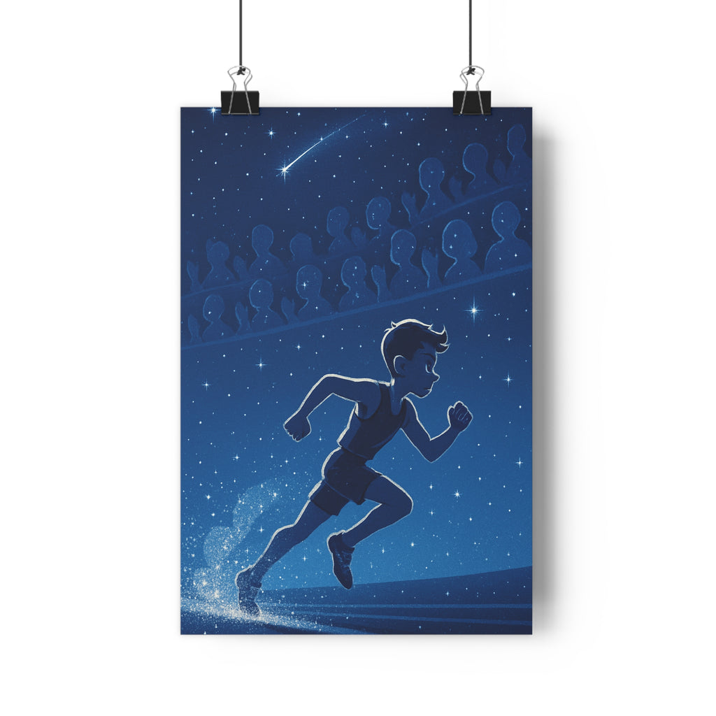 Poster décoratif cosmique bleu nocturne magique sport chambre aventure graphique étoilé ambiance 30x46 cm