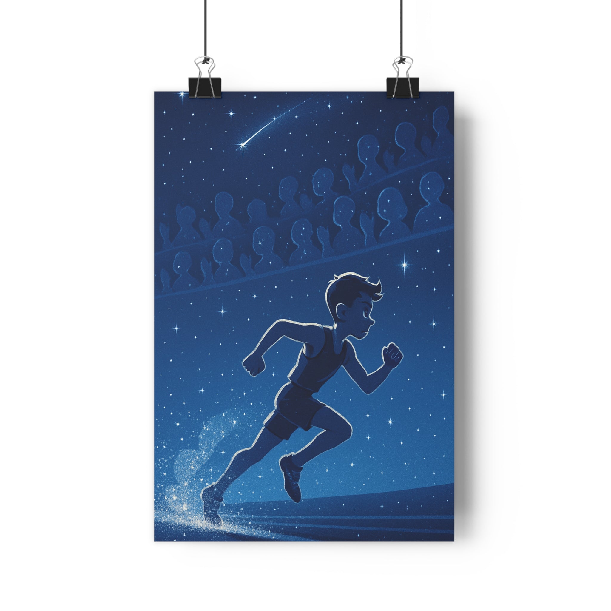 Poster décoratif cosmique bleu nocturne magique sport chambre aventure graphique étoilé ambiance 30x46 cm