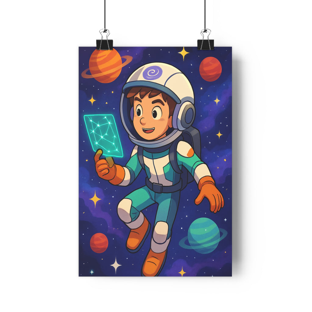 Poster décoratif astronaute espace cartoon couleurs vives fantastique aventure adolescent chambre astronomie passionné moderne
