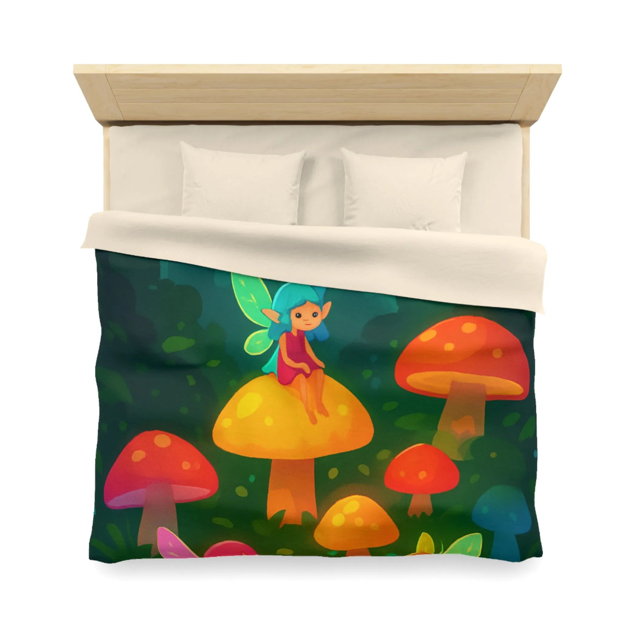 Enchantez Votre Chambre avec Housse de Couette Fées Colorées et Champignons Magiques