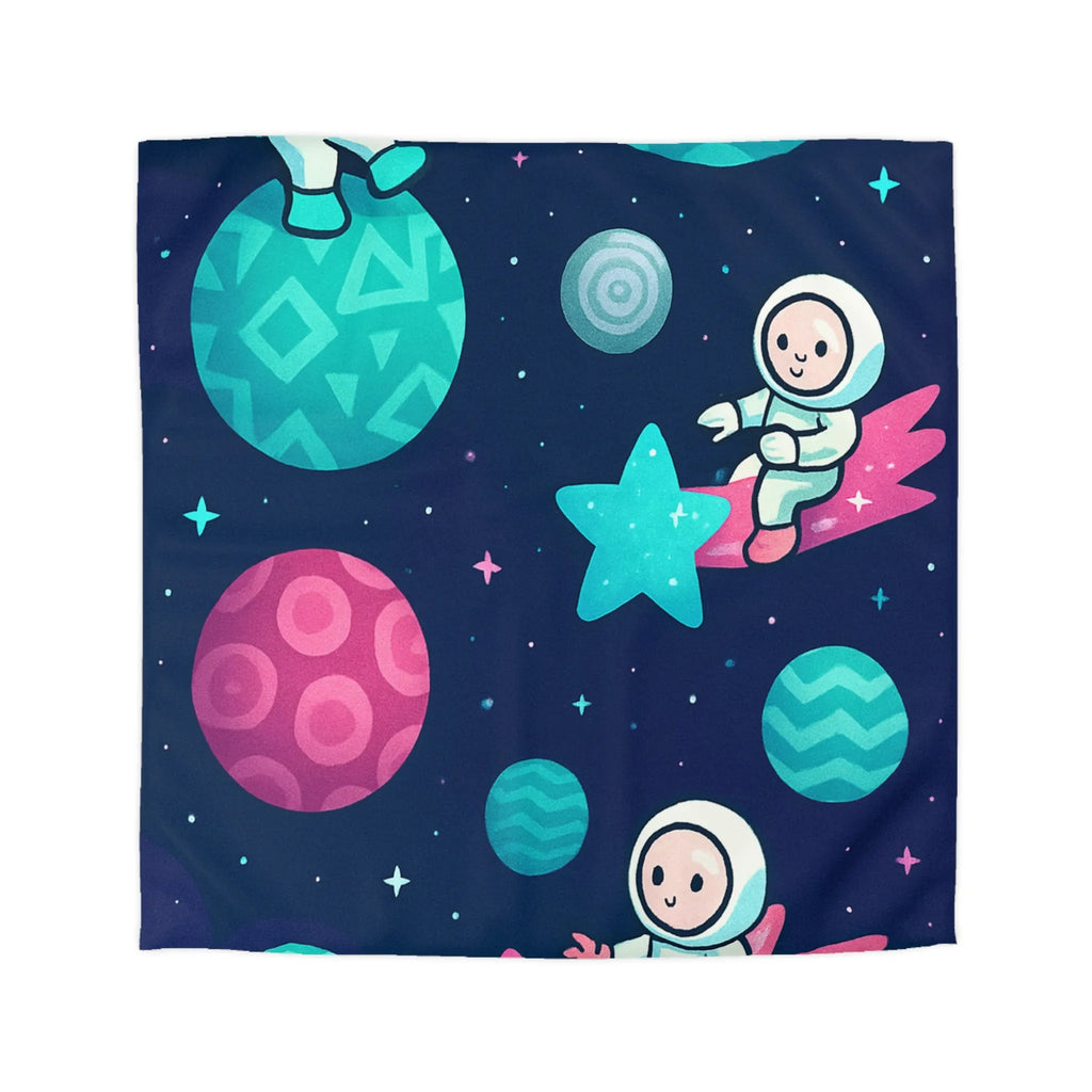 Explorez l'univers magique avec des astronautes joyeux sur fond stellaire pour enfants