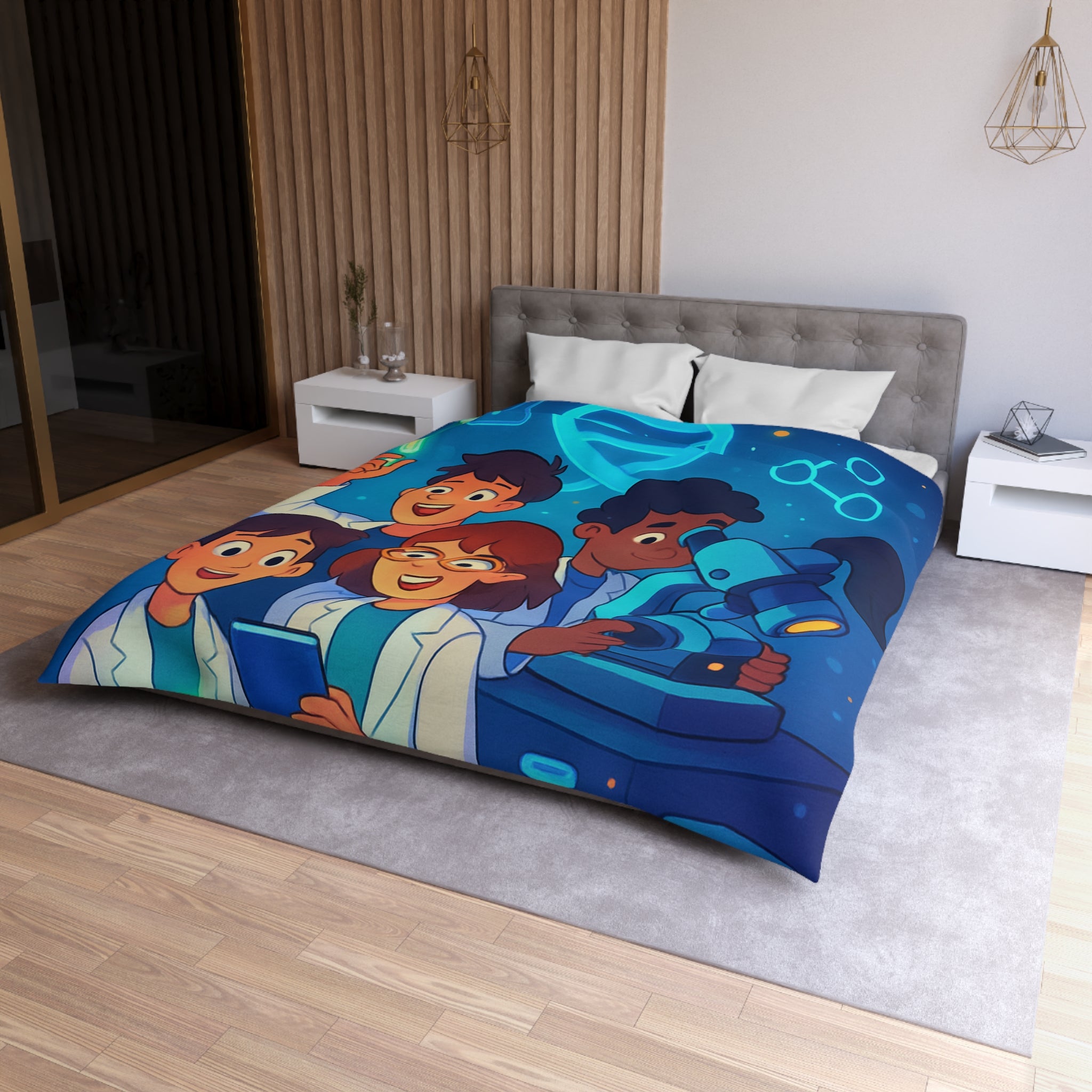 Housse de couette science fun pour enfants avec motifs ADN et chimie amusante