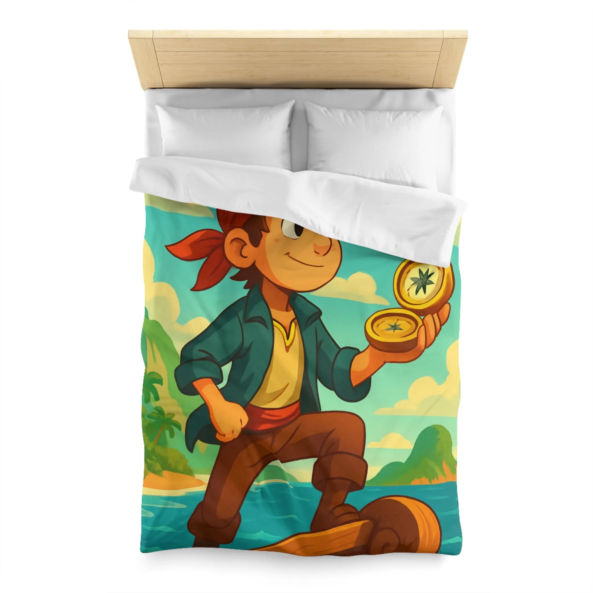 Aventurier intrépide sur un bateau avec une boussole en quête de trésors maritimes