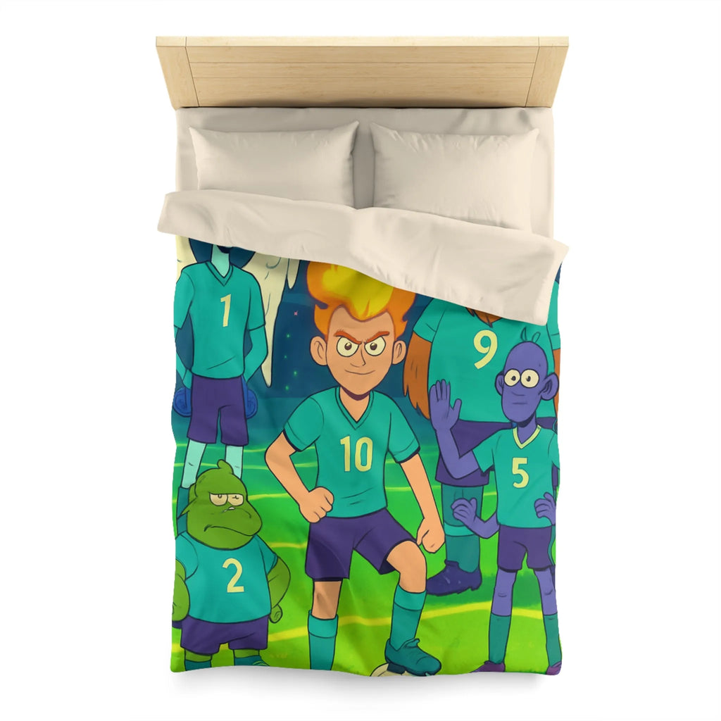 Housse de Couette Football Enfants Dessins Animés Fantastiques avec Joueurs et Effets Colorés