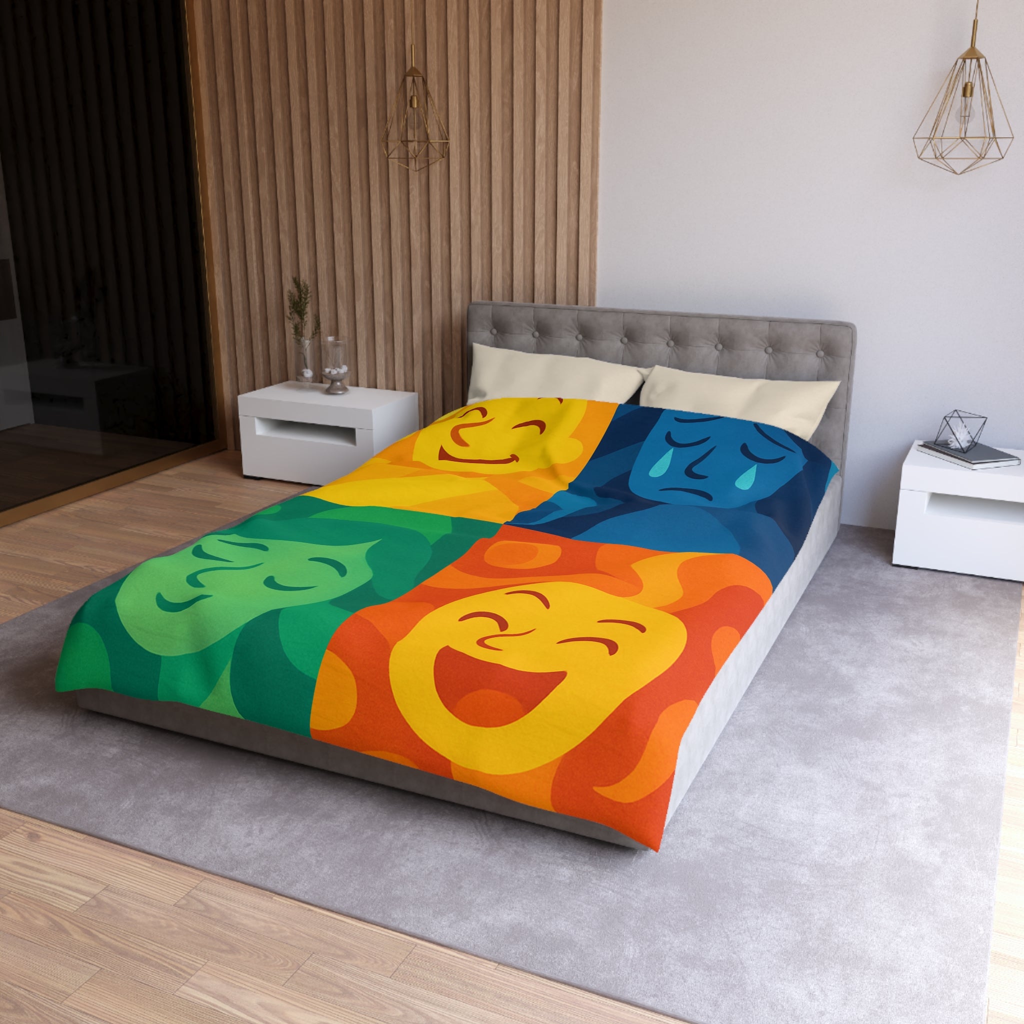 Housse de Couette Microfibre Motif Créatif Original Style Contemporain Chambre Élégante