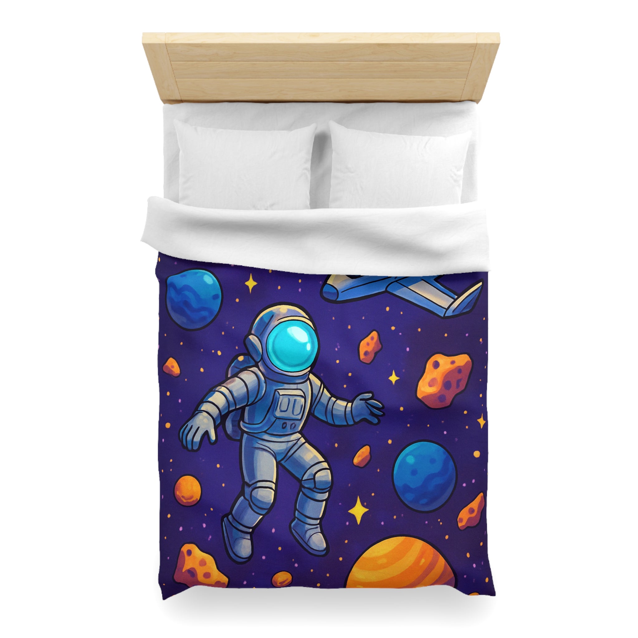 Housse de couette spatiale avec astronaute et planètes colorées pour enfants et adultes