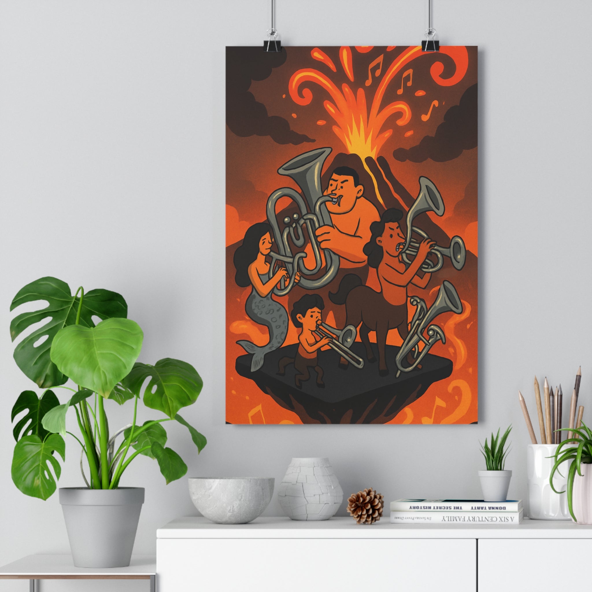 Poster décoratif fantastique vibrant multicolore cartoon mystique créatures mythiques salon chambre aventure musique fantasy