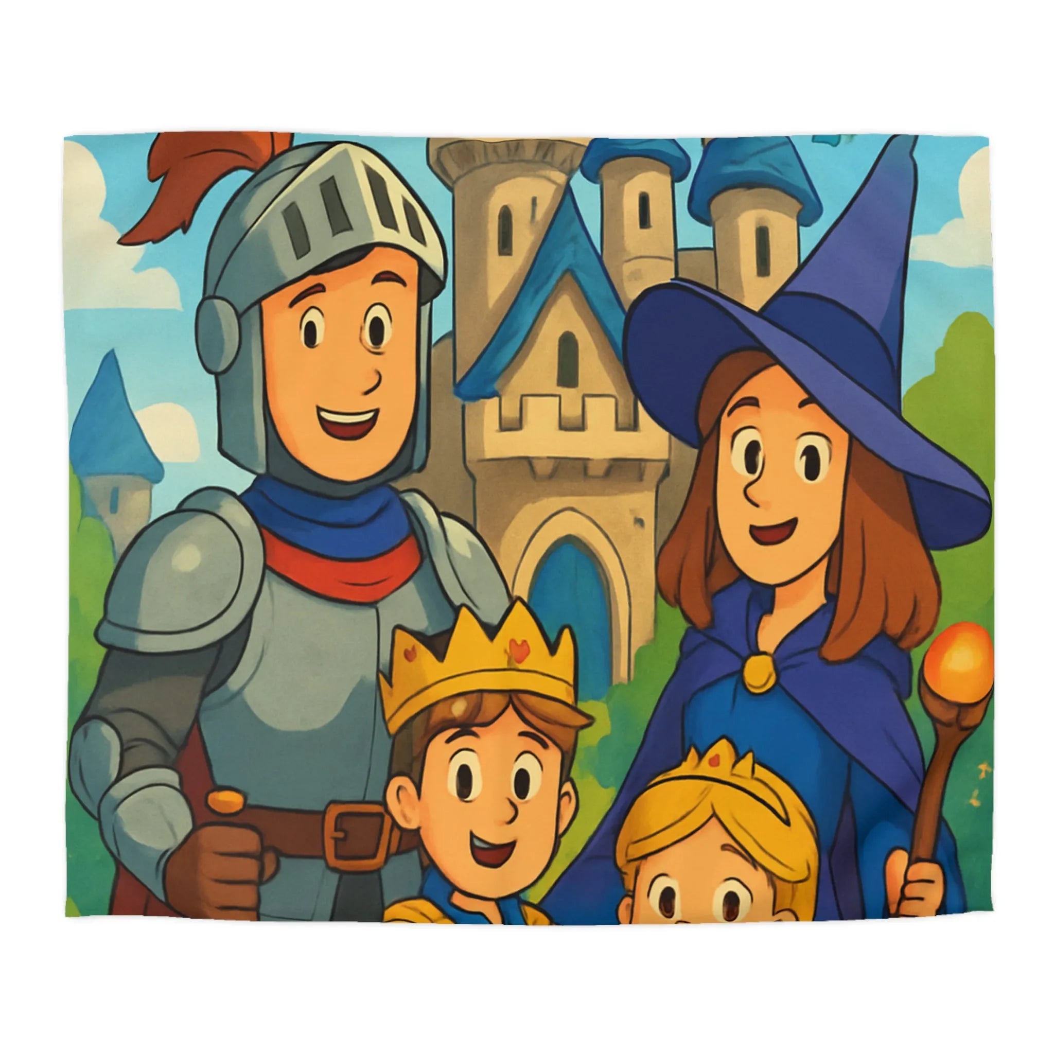 Housse de Couette Enchantée avec Chevalier, Princesse, Château, et Dragon pour Enfants