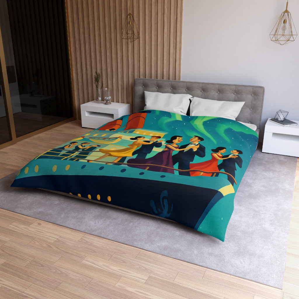Housse de couette rétro dance nocturne aurores boréales croisière bateau élégant