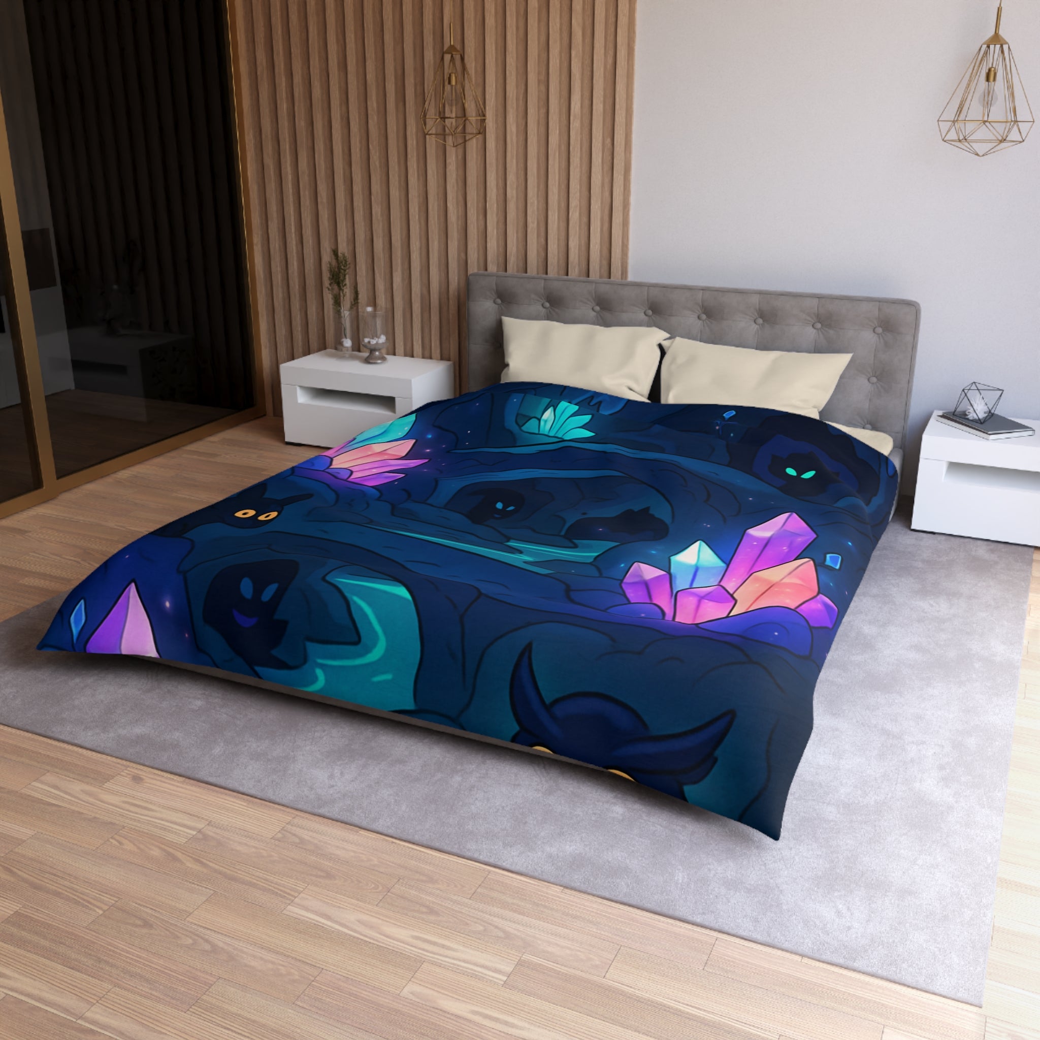 Housse de Couette Microfibre Motif Créatif Original Style Contemporain Chambre Élégante