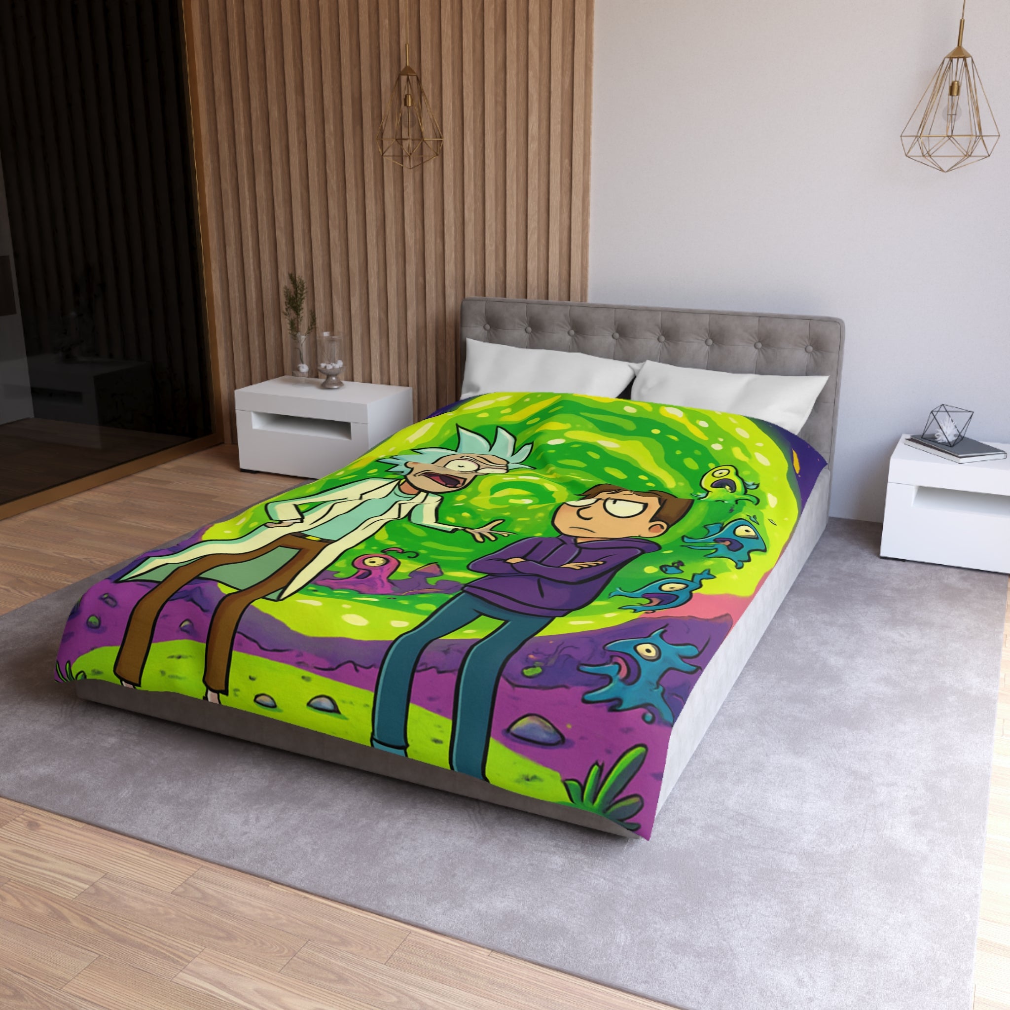 Housse de Couette Microfibre Motif Créatif Original Style Contemporain Chambre Élégante