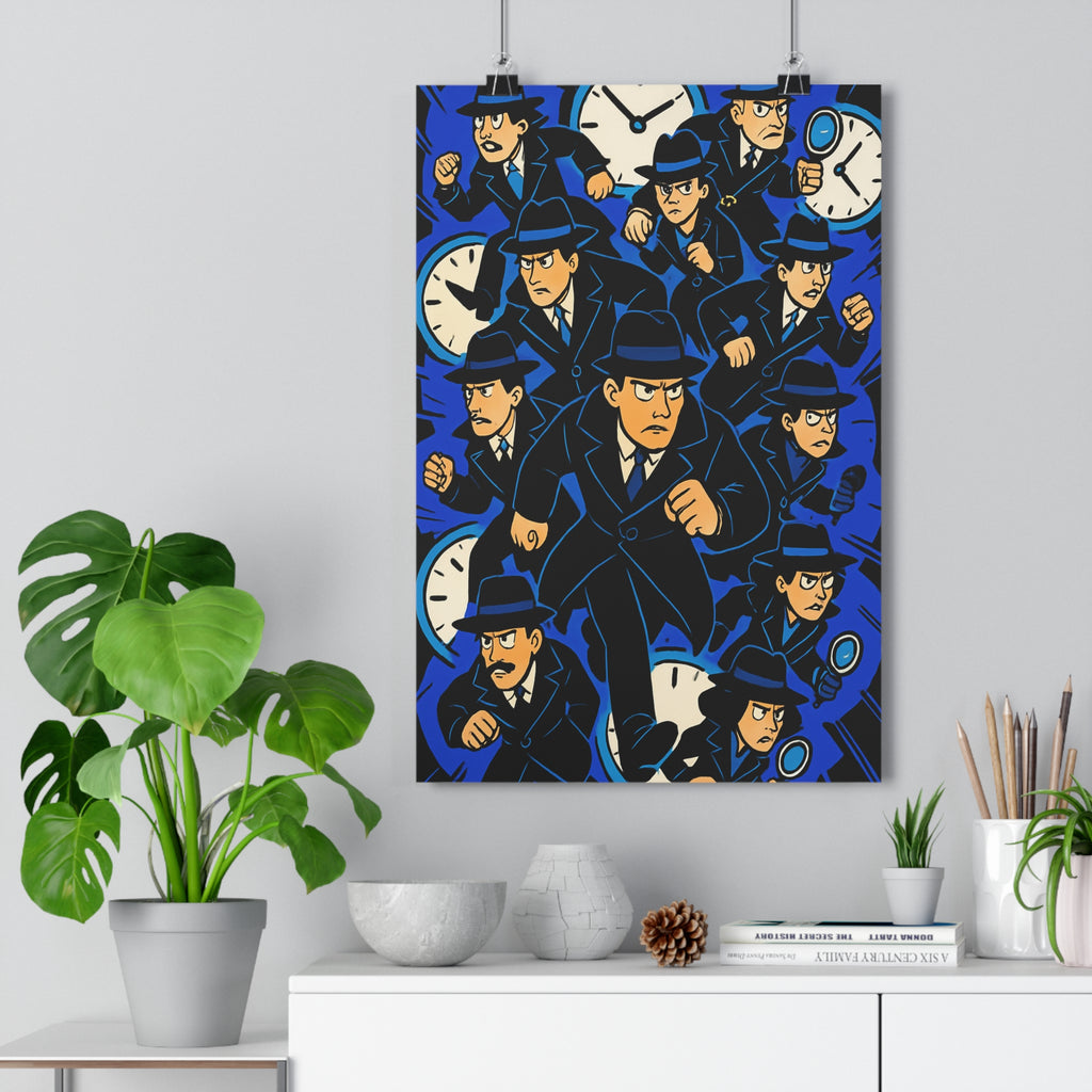 Poster décoratif sombre bande dessinée bleu noir aventure moderne salon bureau intrigant qualité premium