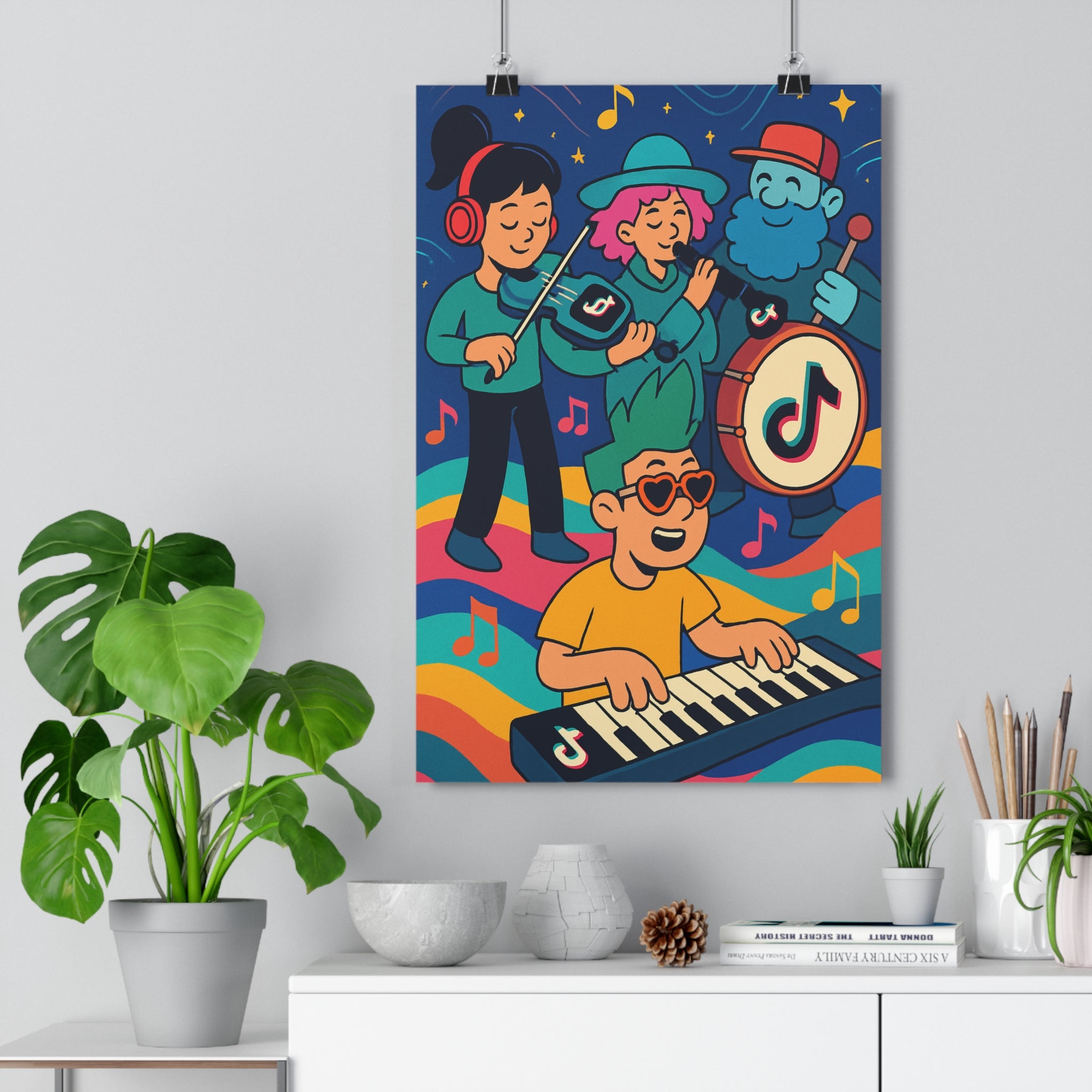 Poster décoratif animé fantaisie musicale coloré joyeux salon chambre enfant vibrant moderne créatif unique