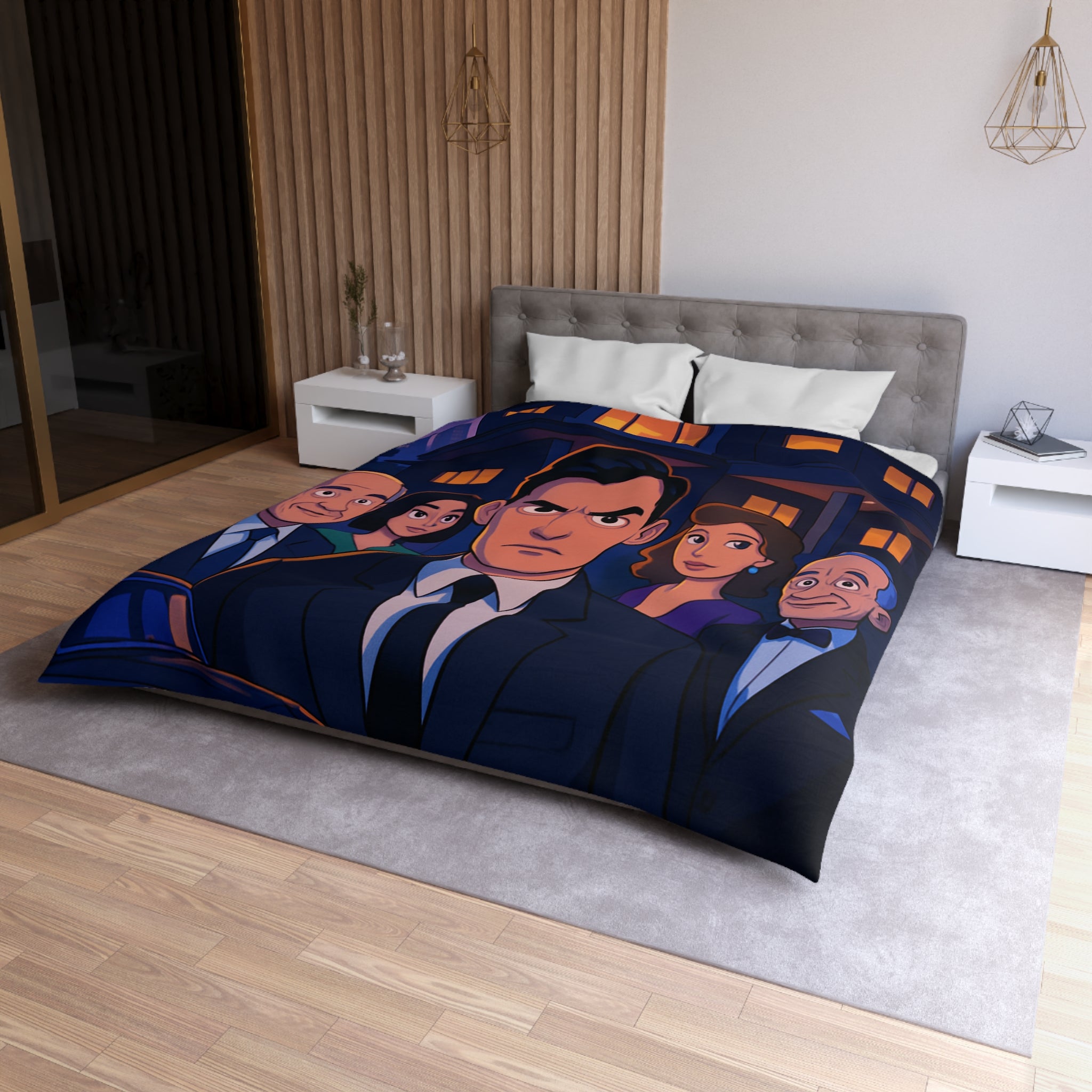 Housse de Couette Microfibre Design Artistique Moderne Décoration Chambre Confort Premium