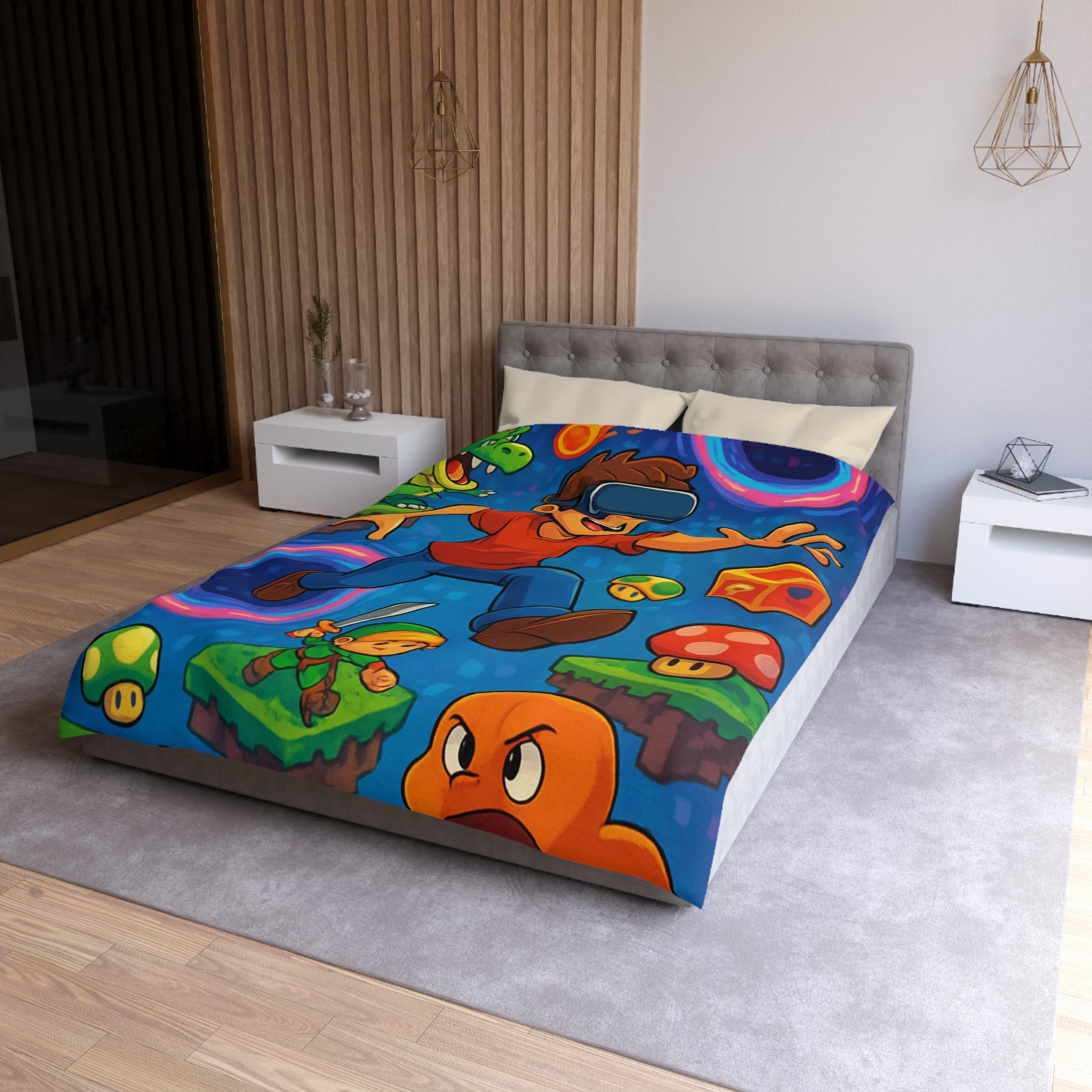 Housse de Couette Microfibre Illustration Unique Design Moderne Décoration Intérieure Raffinée