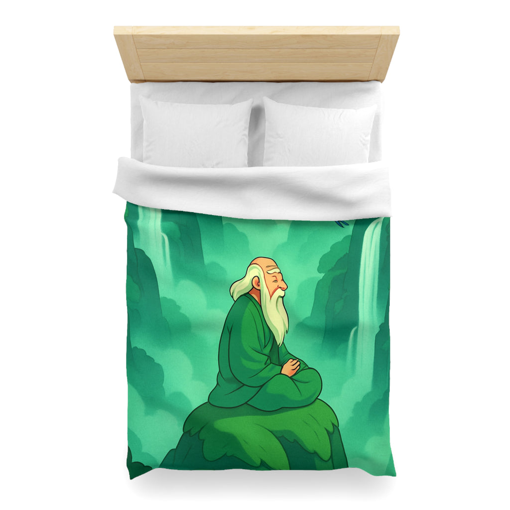 Housse de couette zen avec paysage serein et oiseaux en vol apaisant