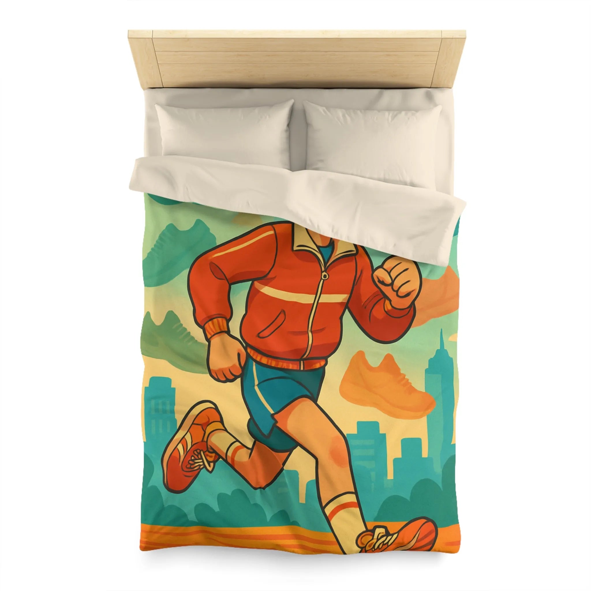 Housse de couette dynamique pour enfant avec athlète et nuancé de chaussures colorées