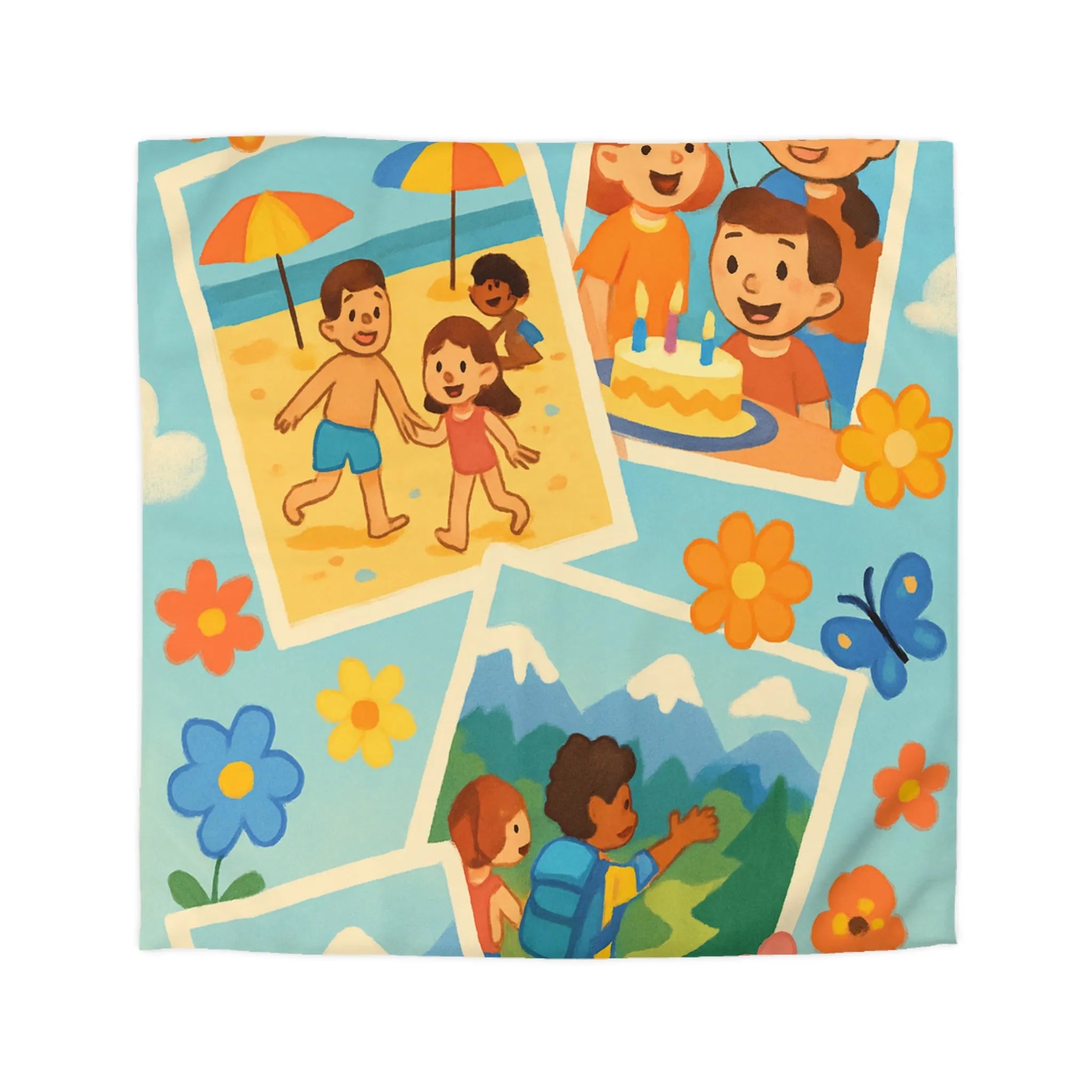 Housse de Couette Enfant : Aventures Ludiques en Été avec Amis et Nature