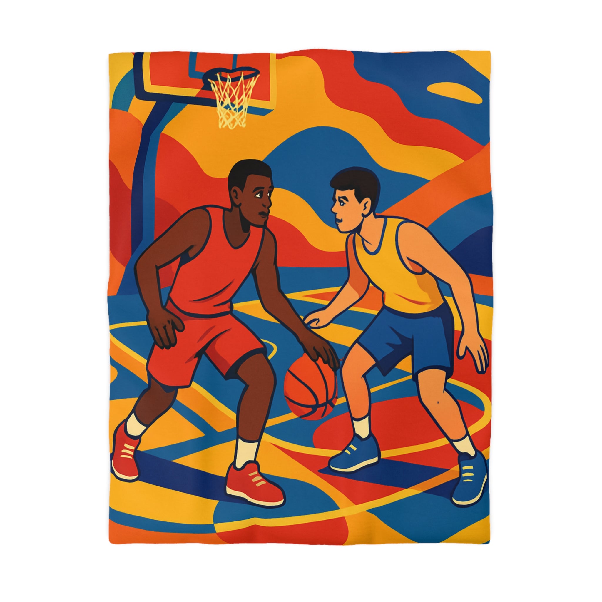 Idée Housse de Couette Basketball Colorée Style Rétro Dynamique pour Chambre Sportive