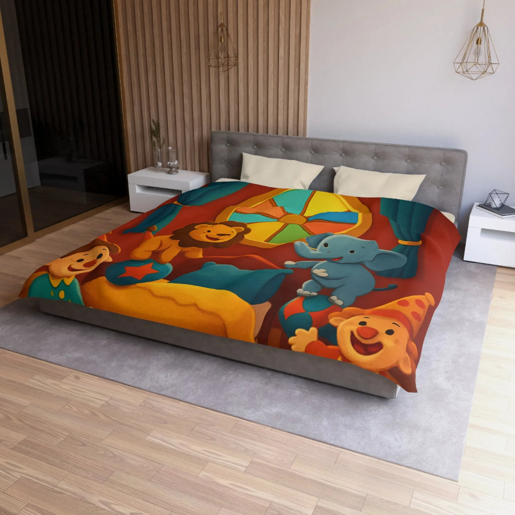 Housse de Couette Cirque Joyeux avec Animaux et Clowns pour Enfants