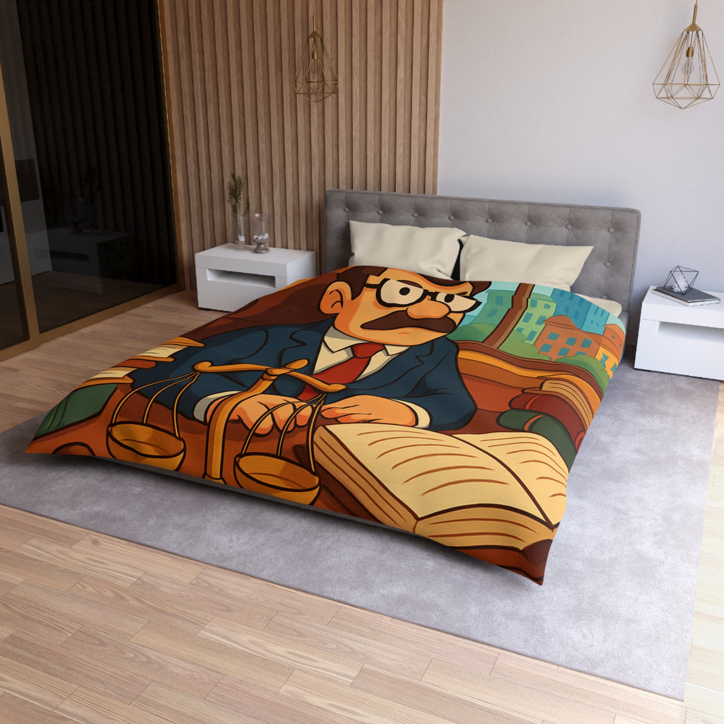 Housse de Couette Style Dessin Animé d'un Bureau d'Avocat avec Livres Colorés