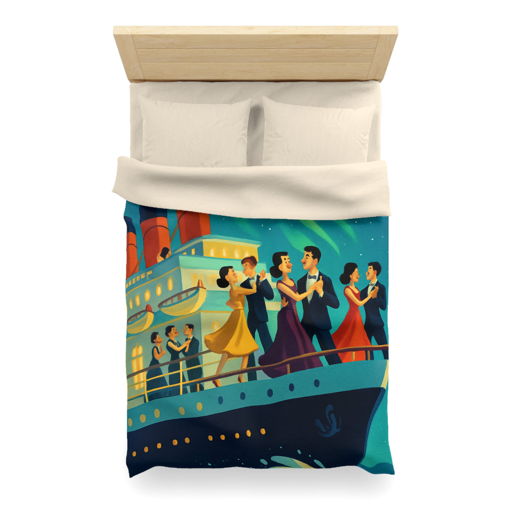 Housse de couette rétro dance nocturne aurores boréales croisière bateau élégant