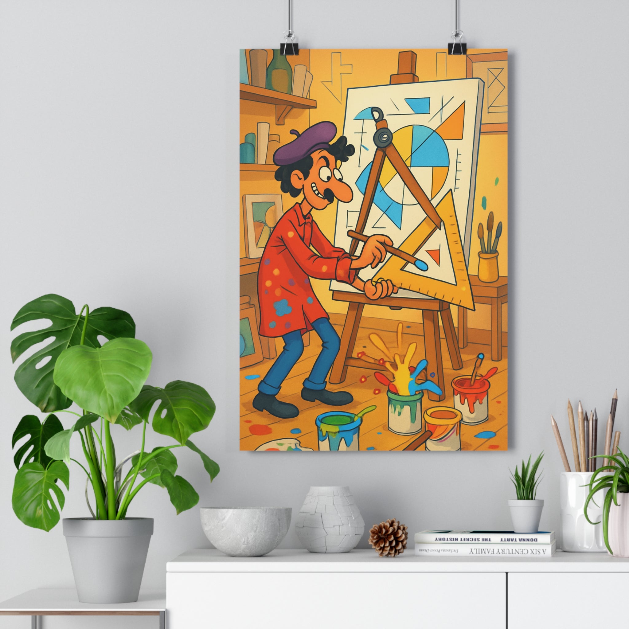 Poster décoratif géométrique coloré dynamique joyeux atelier murale artistique format 30x46 ambiance vibrante peinture
