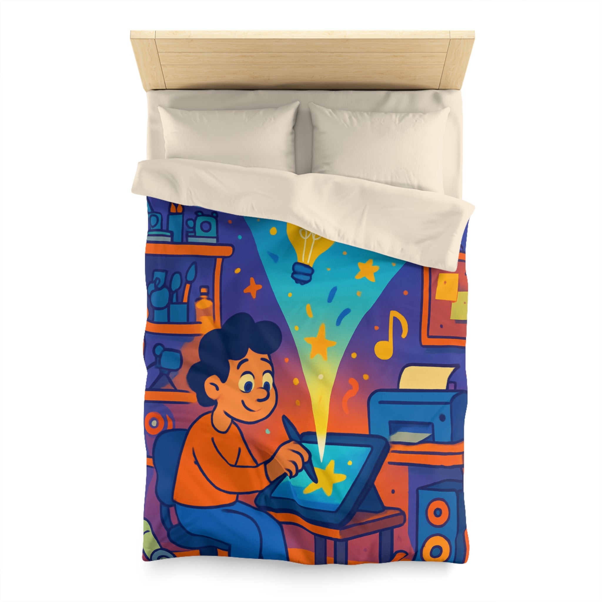 Housse de couette vibrante pour passionnés d'art numérique et créativité éclatante