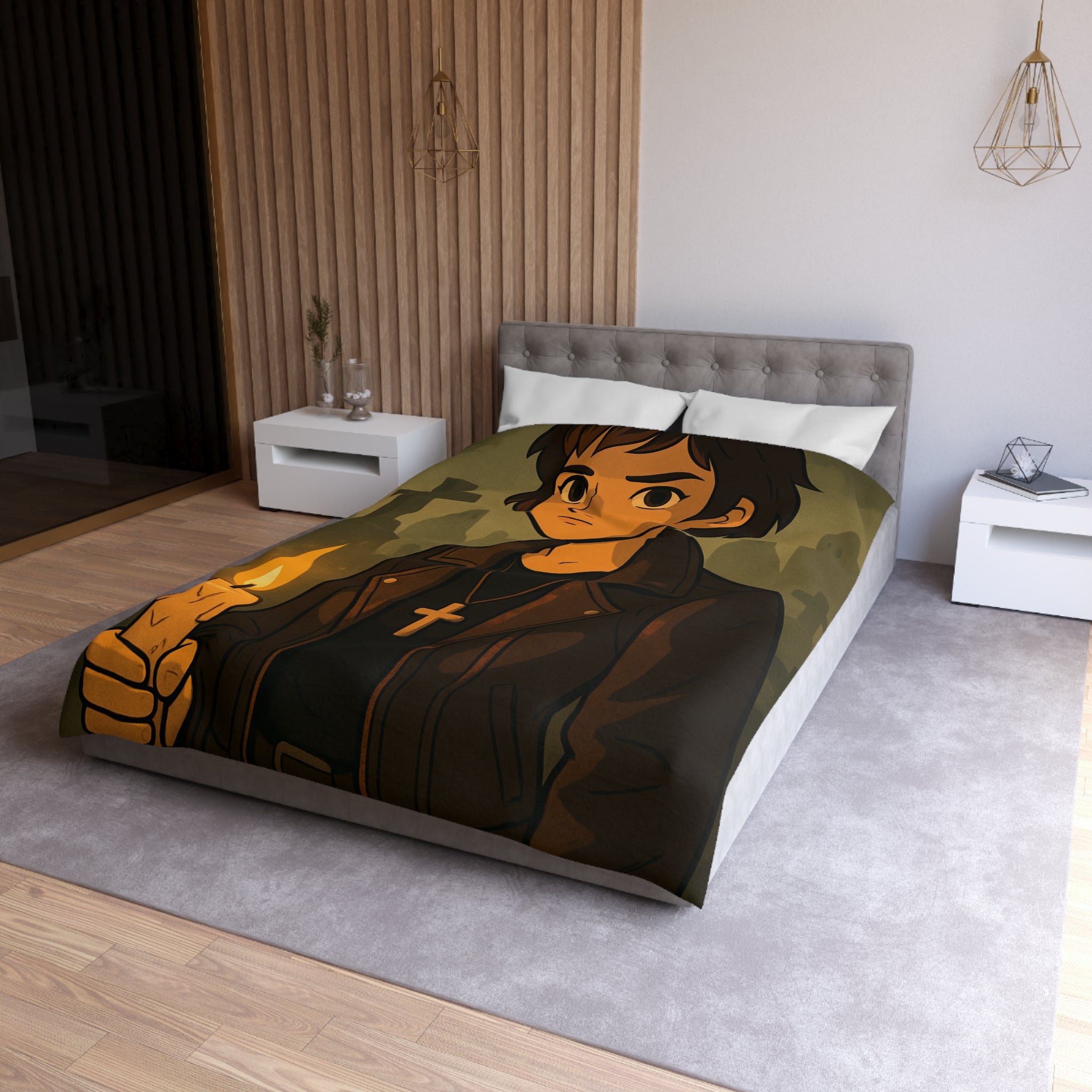 Housse de Couette Microfibre Design Artistique Moderne Décoration Chambre Confort Premium