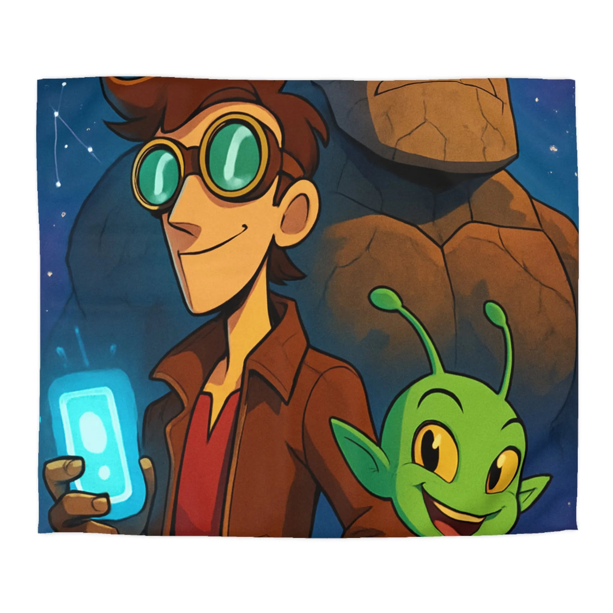 Housse de Couette Enfantine avec Personnages de Science-Fiction Stylisés et Univers Fantastique