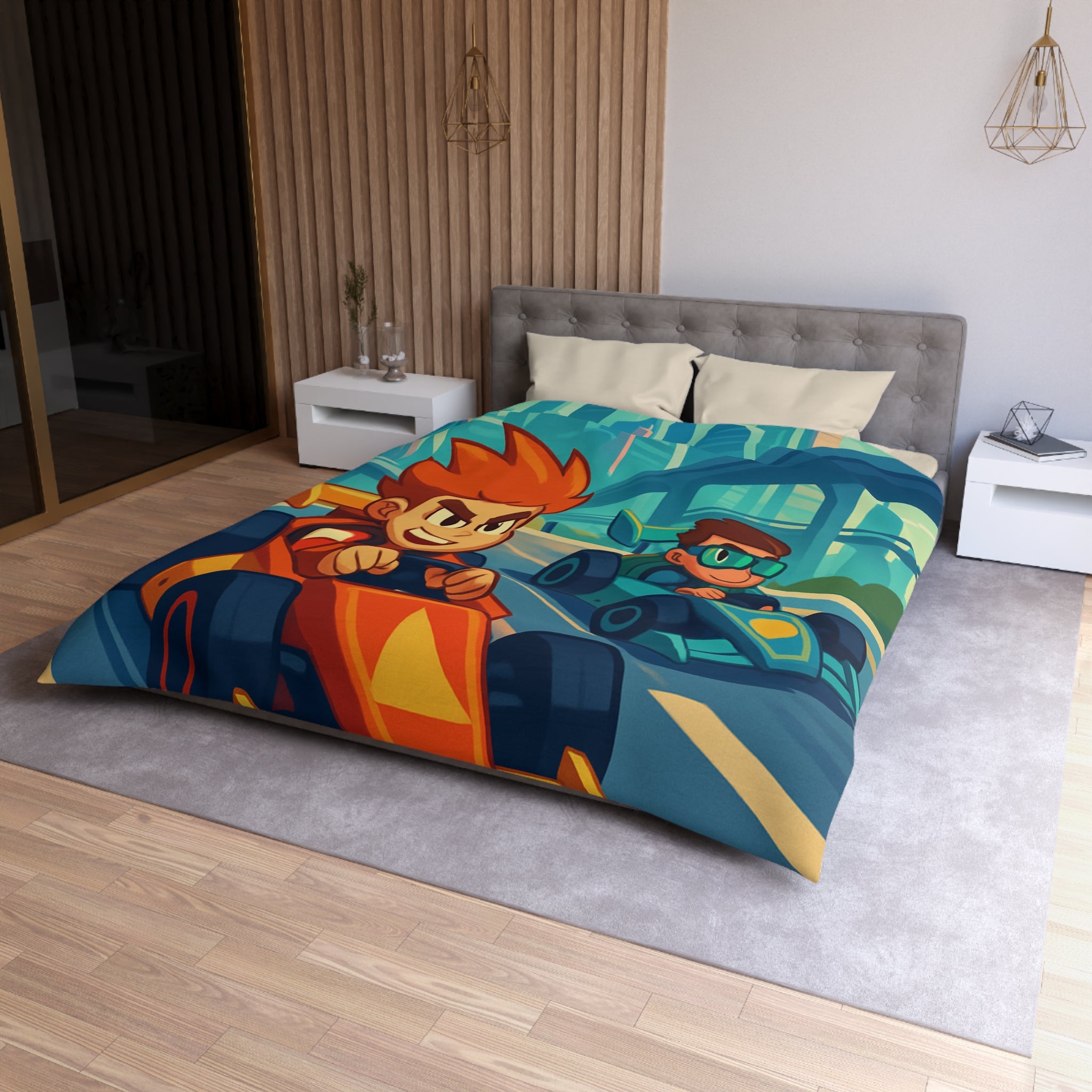 Housse de Couette Microfibre Motif Créatif Original Style Contemporain Chambre Élégante