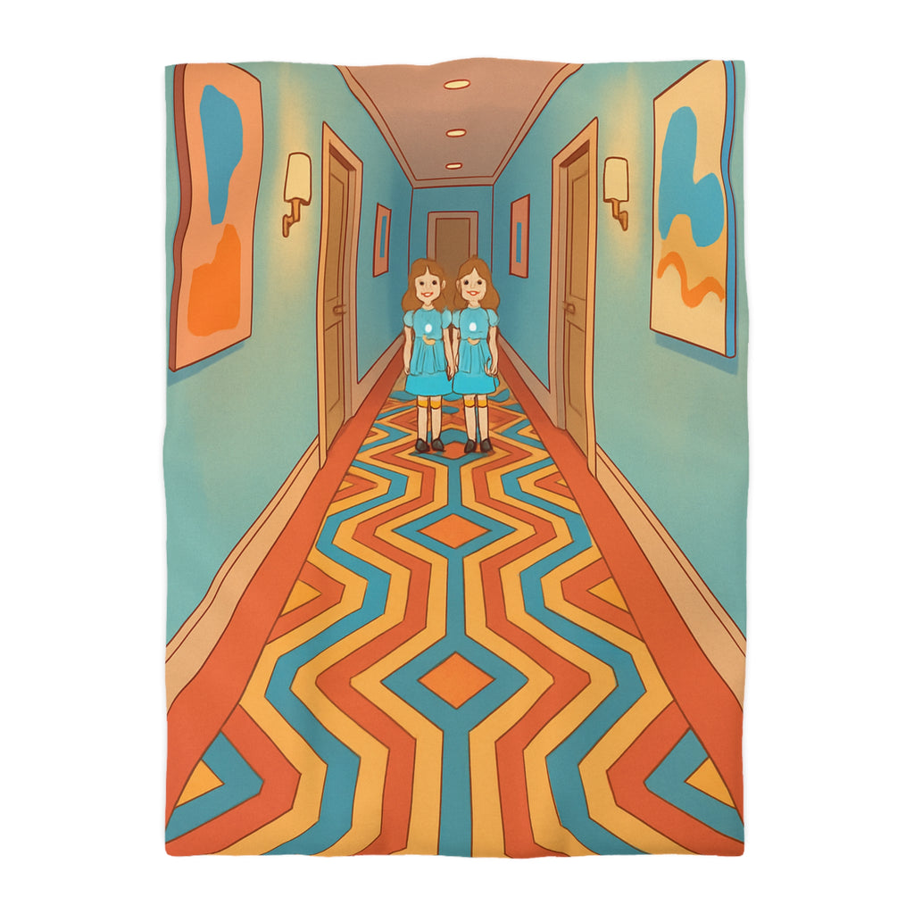 Housse de couette motif géométrique rétro et ambiance inspirée de films classiques d'horreur