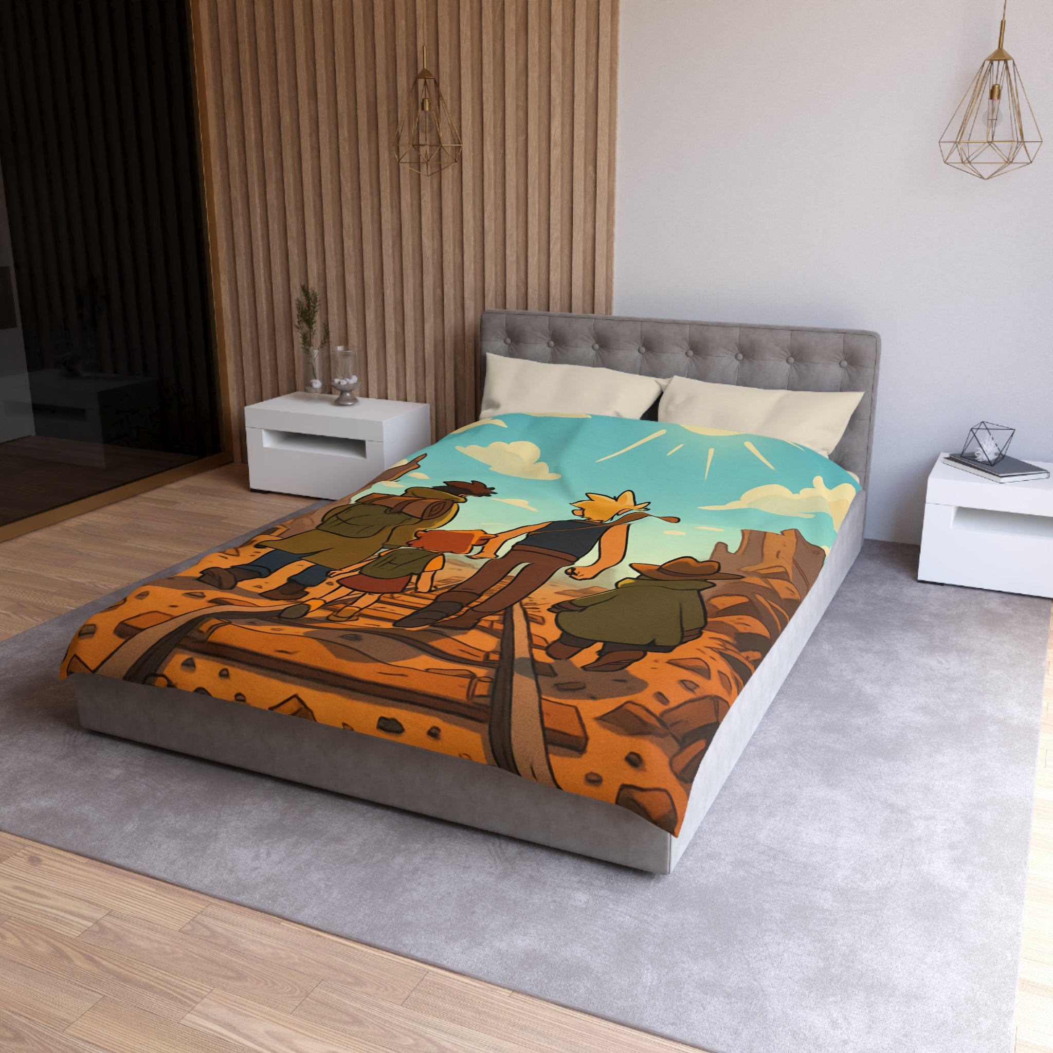 Housse de Couette Microfibre Illustration Unique Design Moderne Décoration Intérieure Raffinée