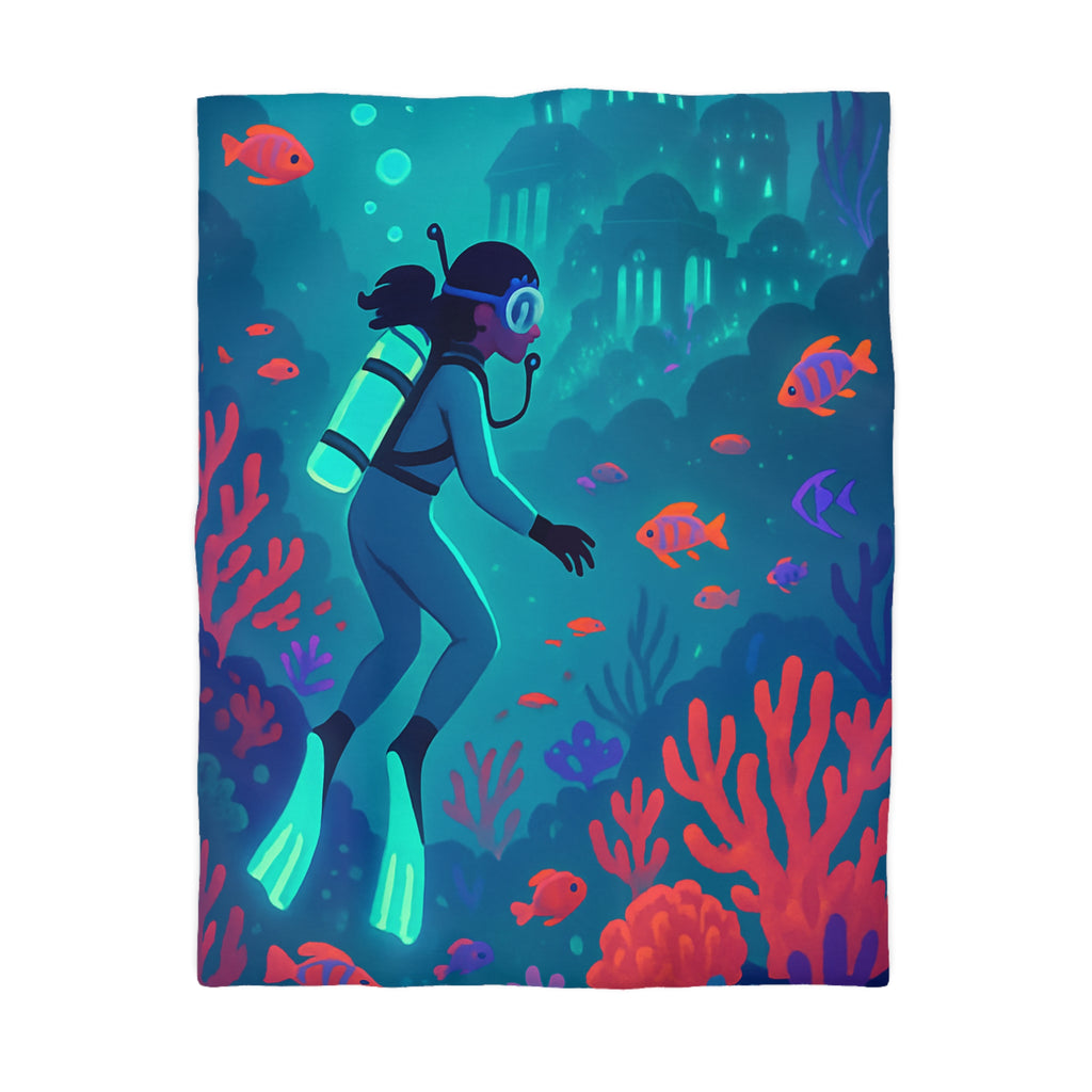 Plongée Sous-Marine Fantastique avec Récifs Colorés et Ville Mystérieuse en Arrière-Plan