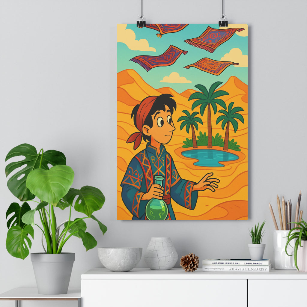 Poster décoratif désert doré chaud mystique aventure voyage salon chambre format 30x46 ambiance magique