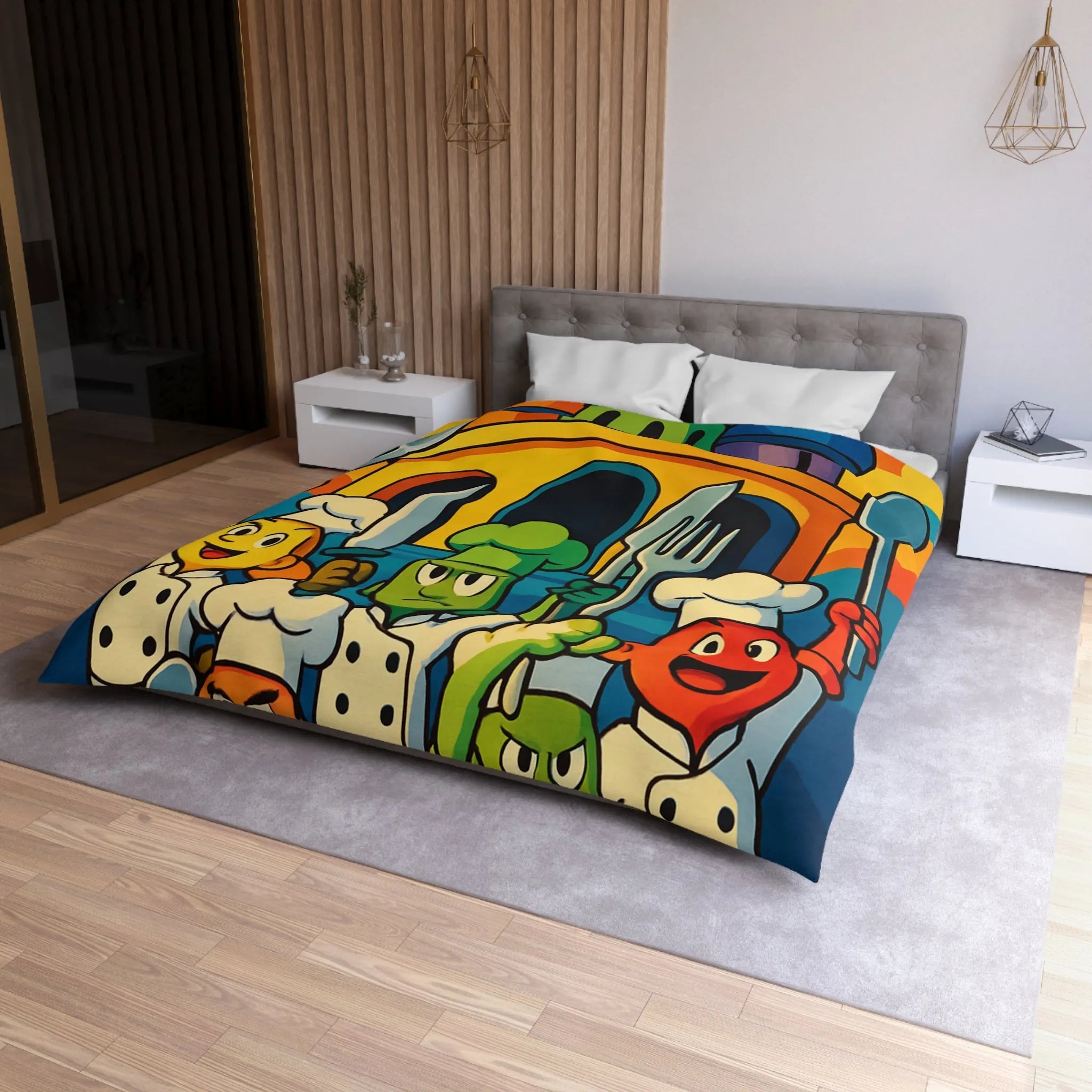 Housse de Couette Microfibre Art Graphique Contemporain Style Décoratif Chambre Tendance